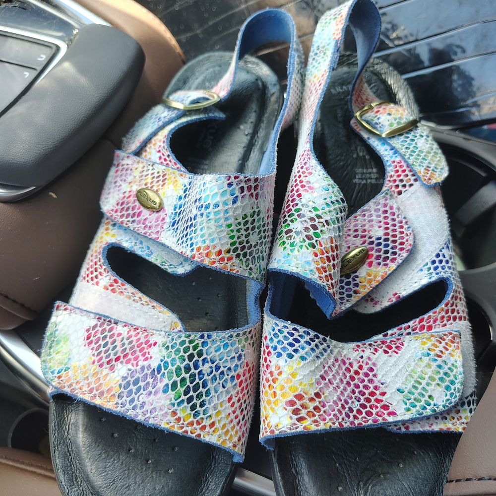 Flexus Colorful Women's Sandals Size 9/European 40 Made In Italy